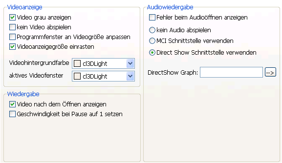 Optionen/Anzeige/Wiedergabe