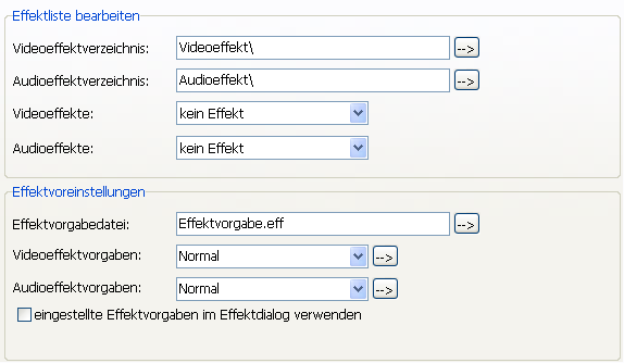 Optionen/Effekte