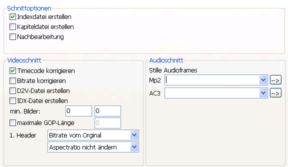 Optionen/Video/Audioschnitt
